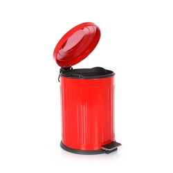 Foreca - Foreca Vintage Çöp Kovası Çizgili Kırmızı 12 L